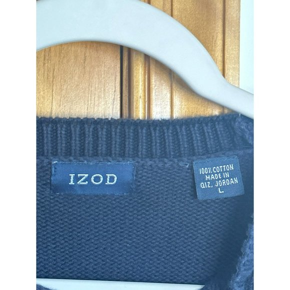 Izod Blue Green Multicolored Embroidered Logo Long Sleeve Sweater Men's SZ Large - Picture 5 of 5